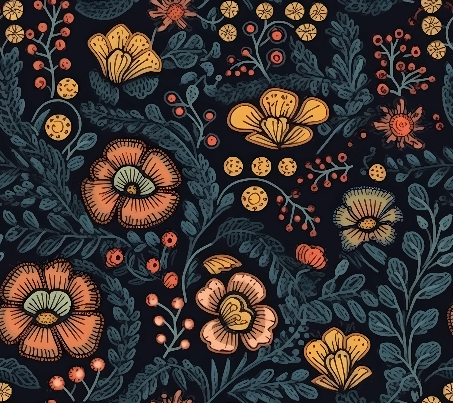 Embroidered flowe seamless pattern on a light color background #29711