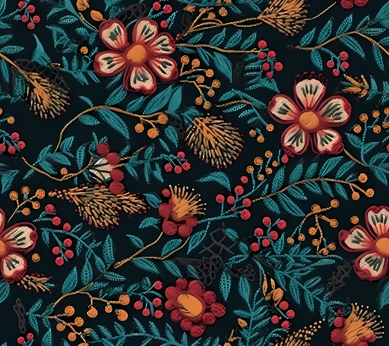 Embroidered flowe seamless pattern on a light color background #29712