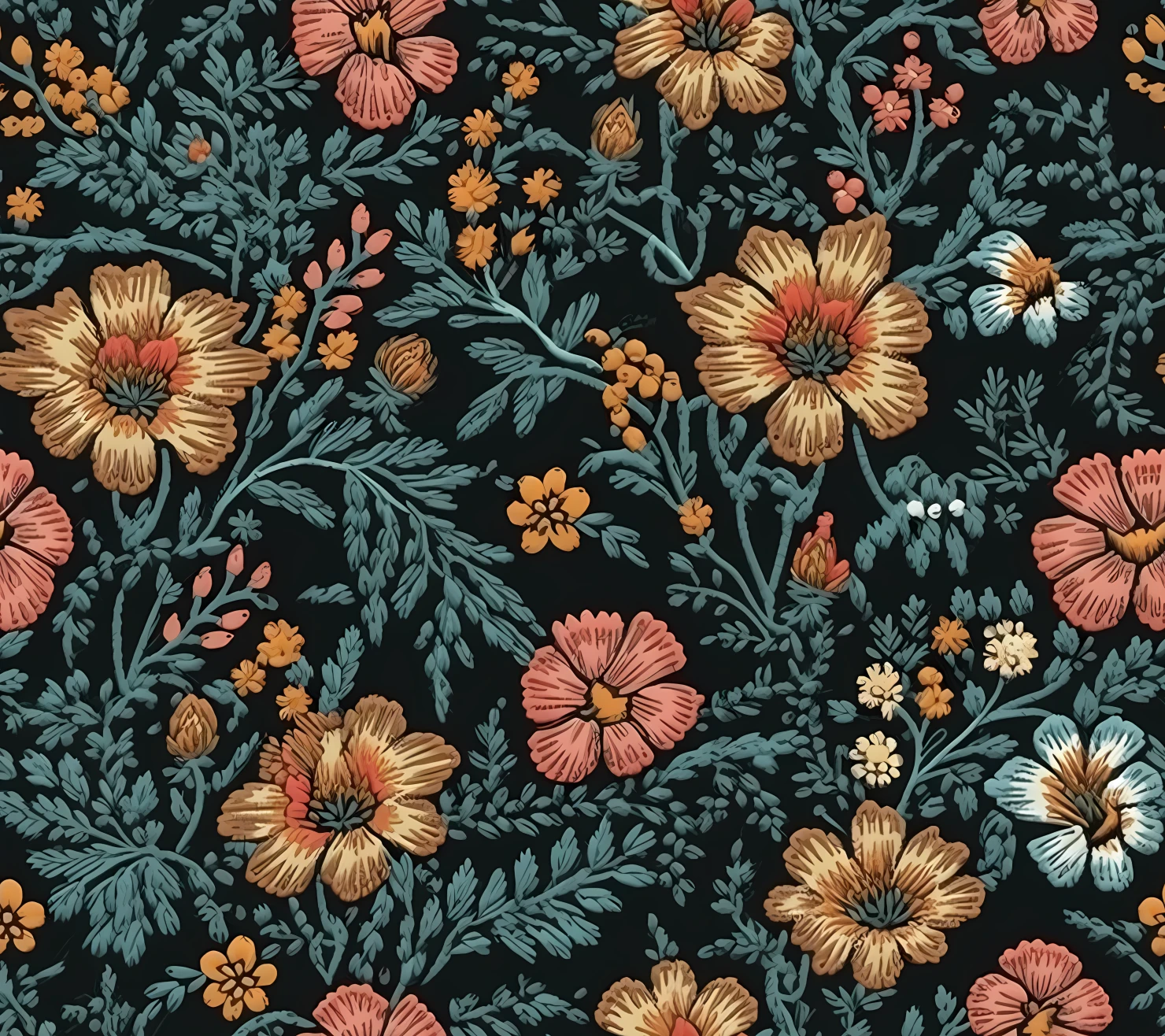 Embroidered flowe seamless pattern on a light color background #29713