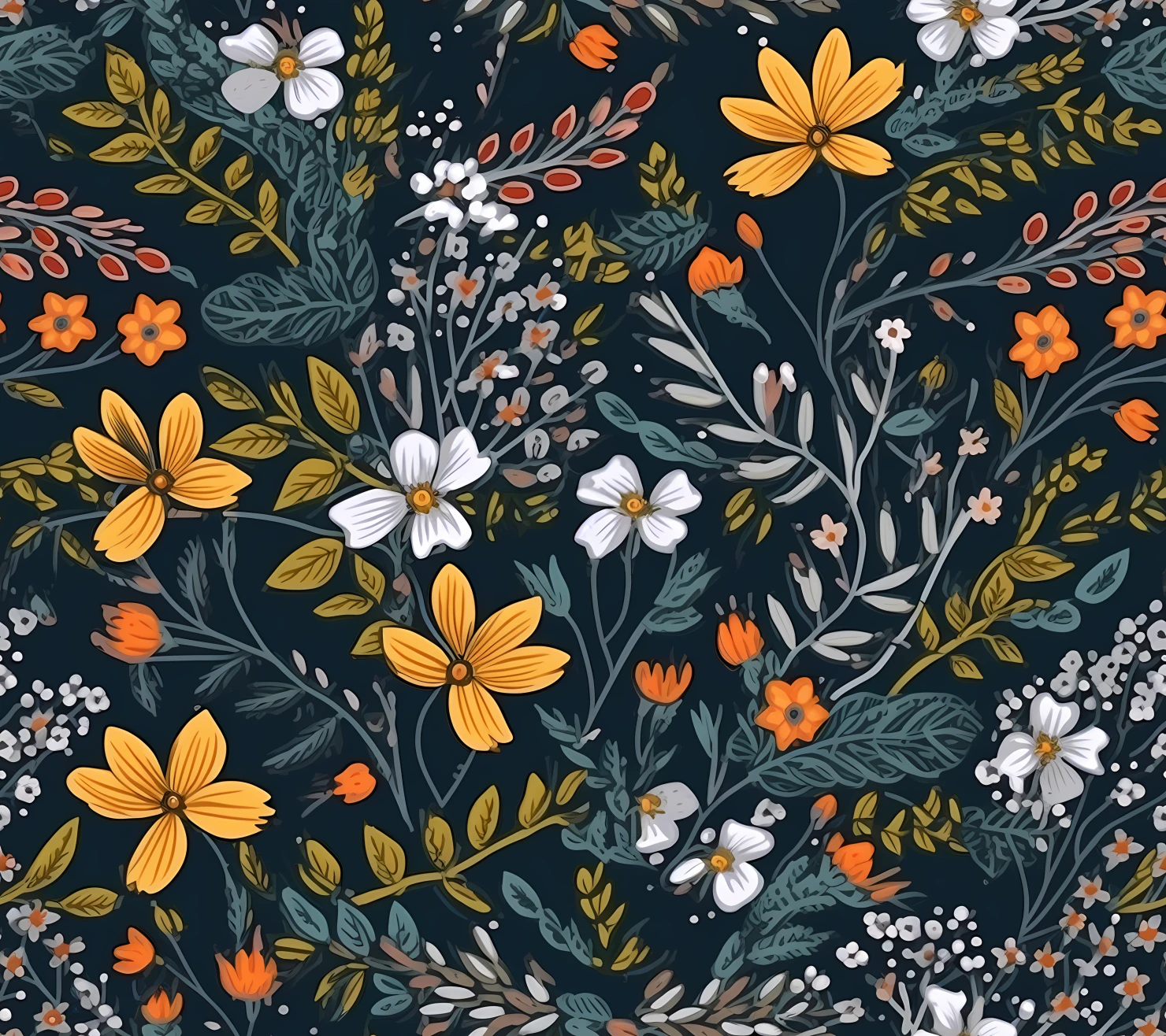 Embroidered mix flowe seamless pattern on a light color background #29720