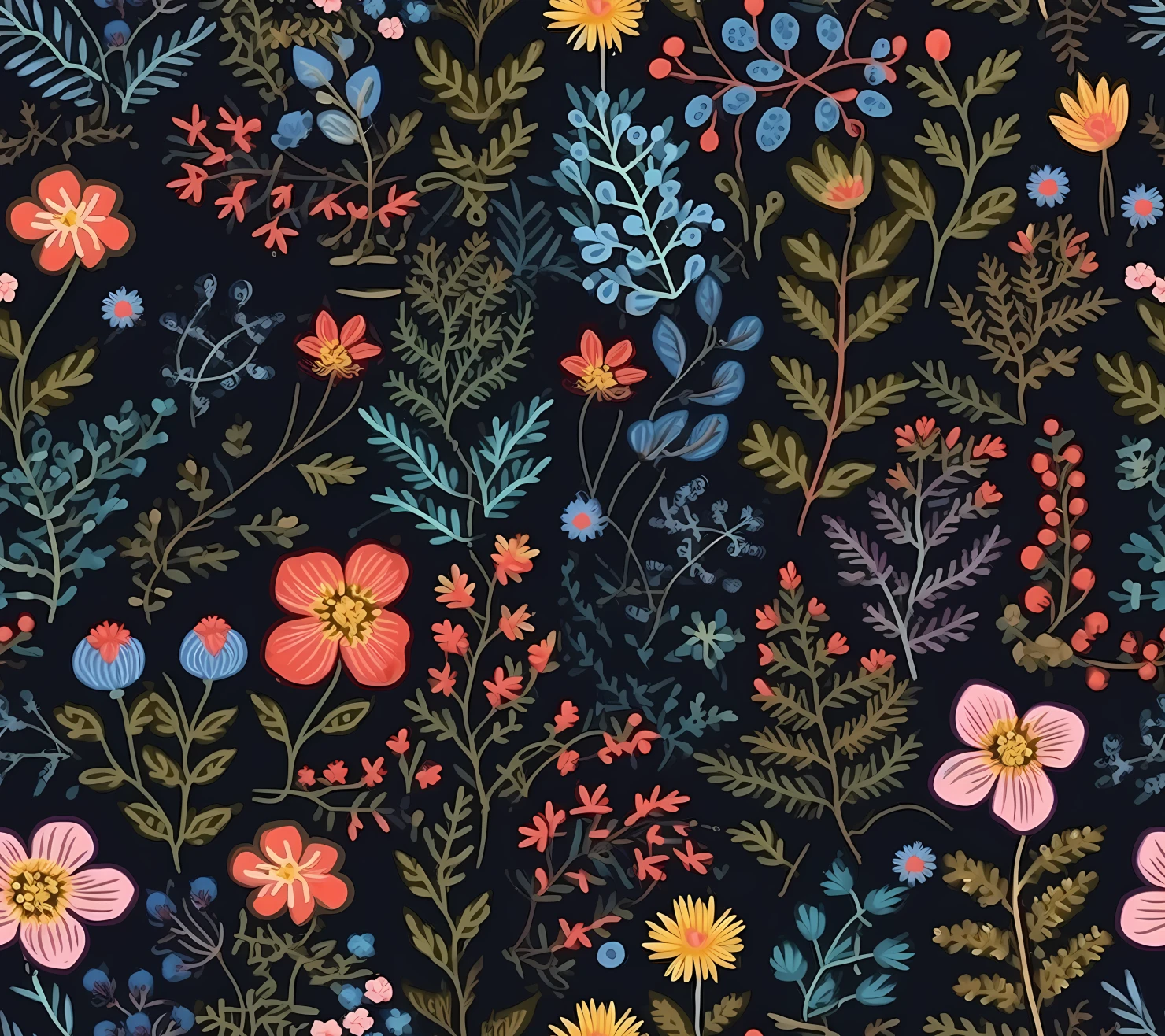 Embroidered mix flowe seamless pattern on a light color background #29721
