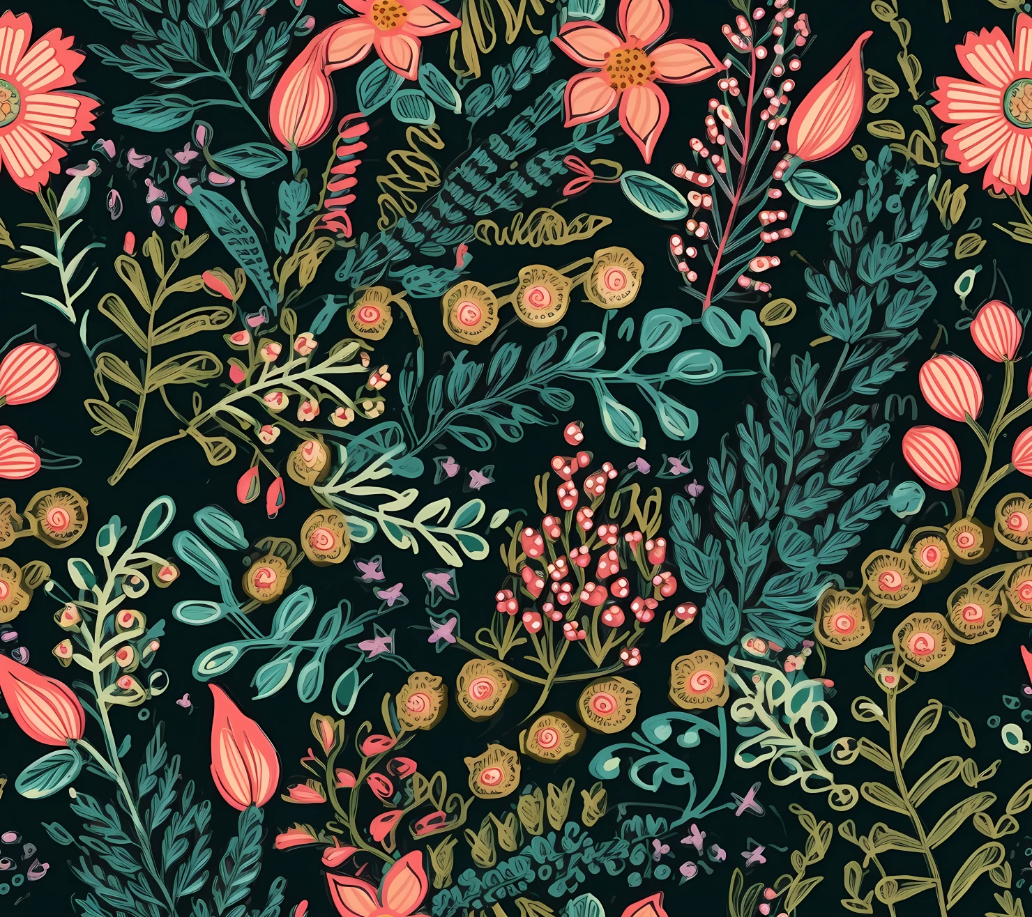 Embroidered mix flowe seamless pattern on a light color background #29722