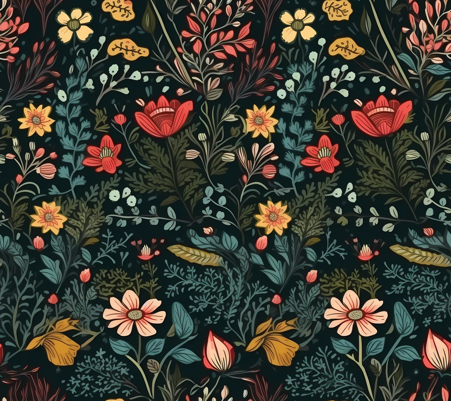 Embroidered mix flowe seamless pattern on a light color background #29723