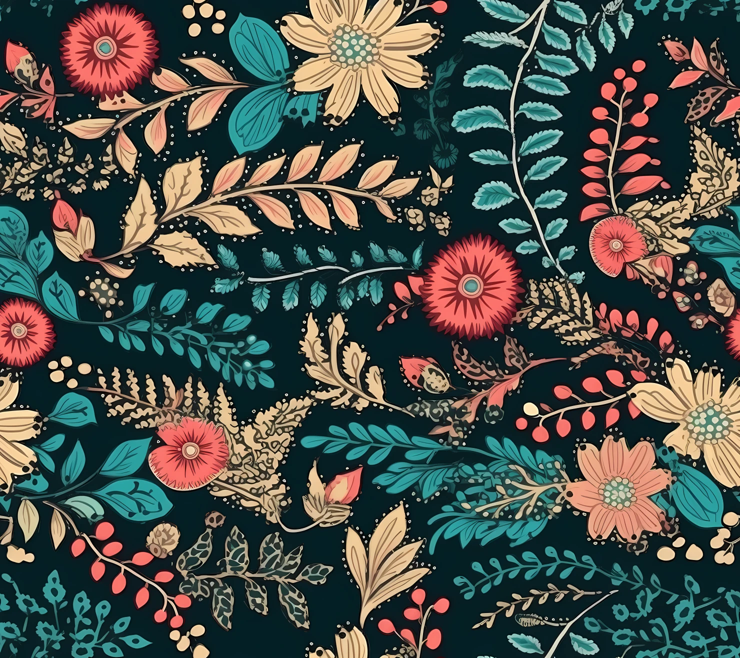 Embroidered mix flowe seamless pattern on a light color background #29725