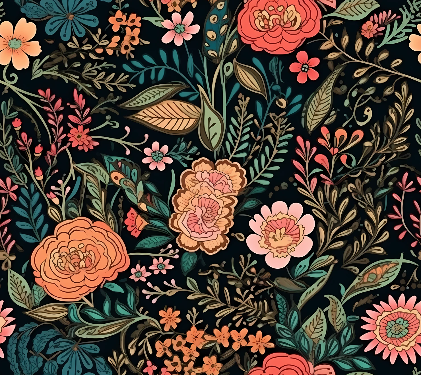 Embroidered mix flowe seamless pattern on a light color background #29726