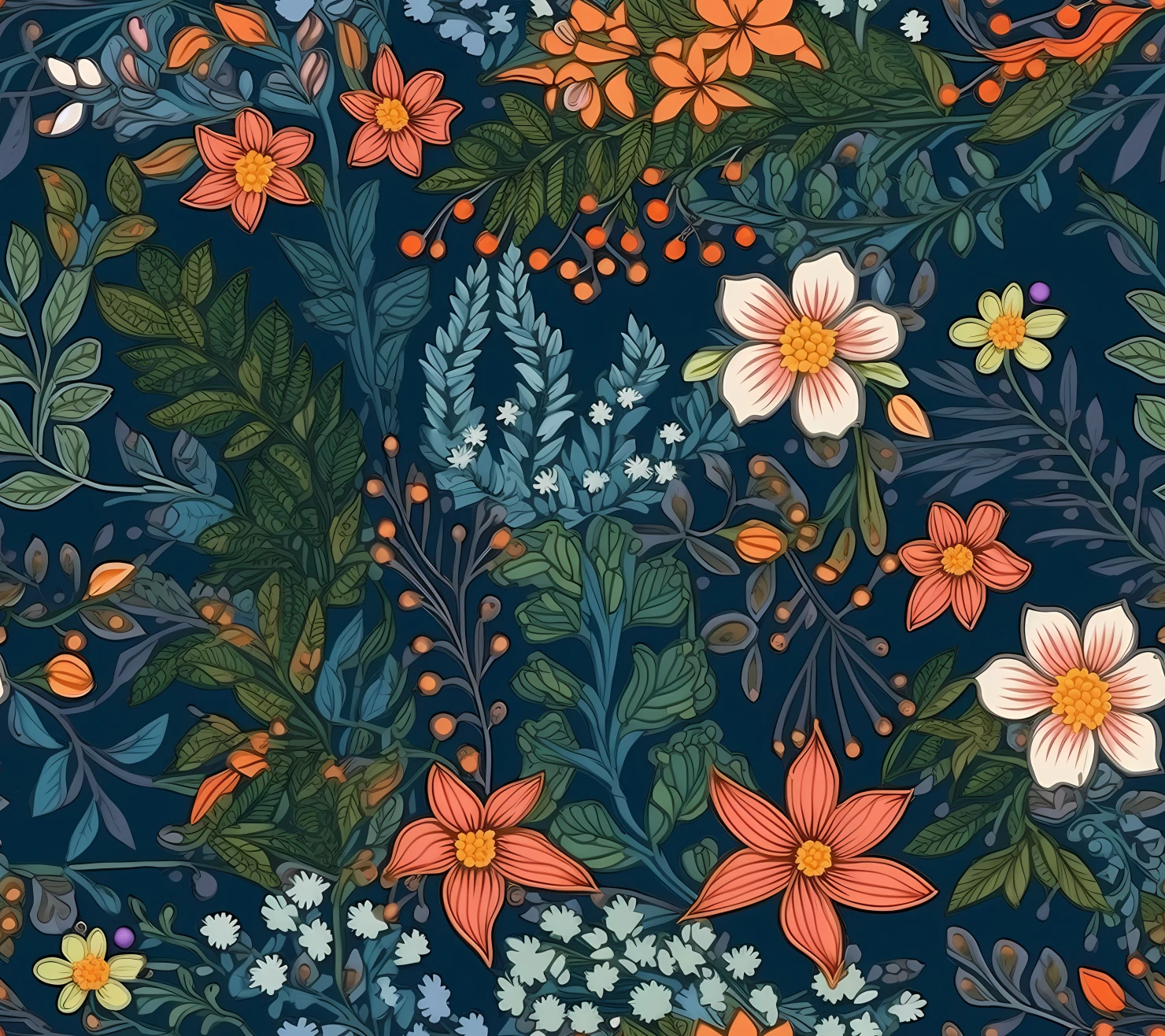 Embroidered mix flowe seamless pattern on a light color background #29729