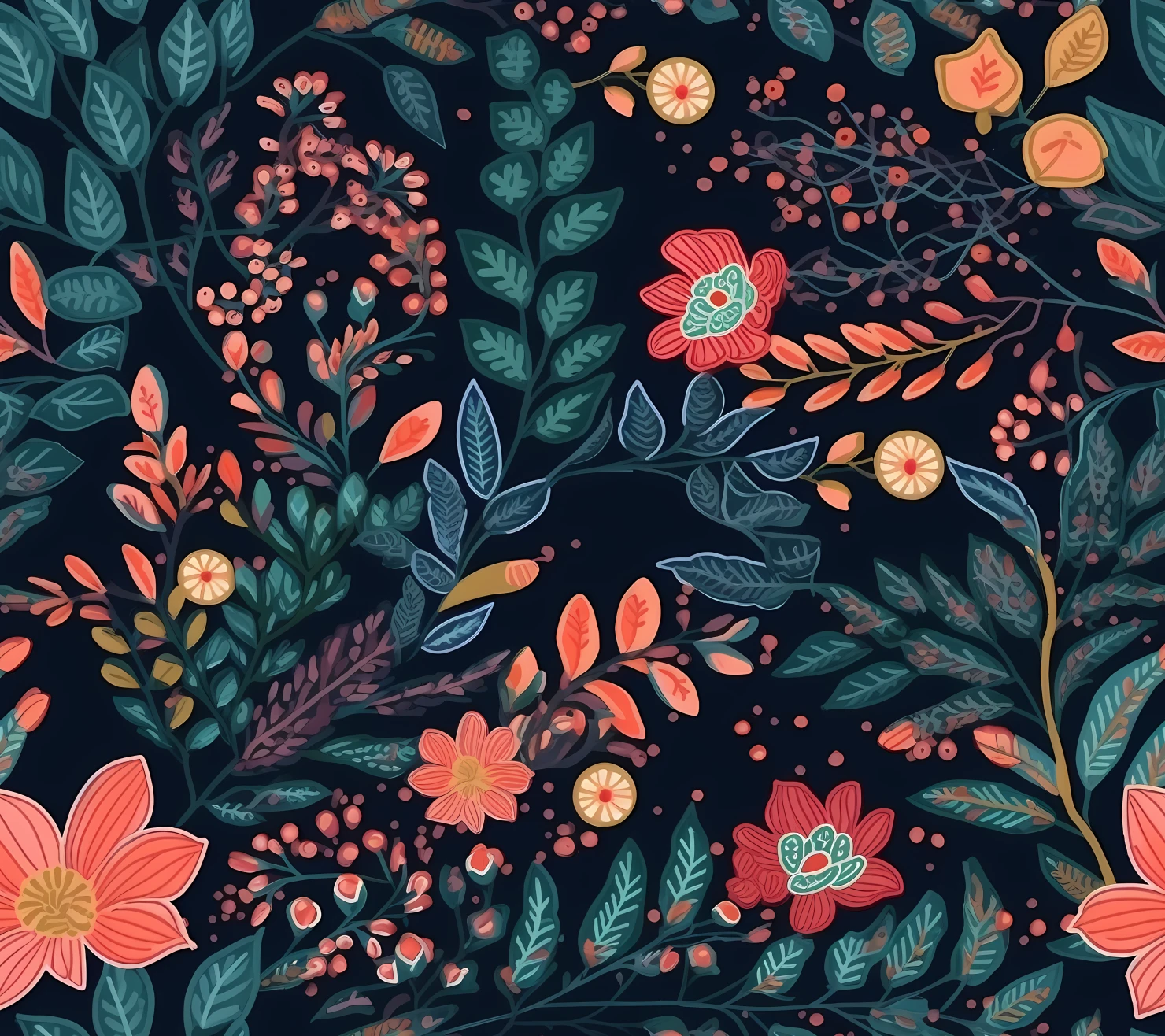 Embroidered mix flowe seamless pattern on a light color background #29730
