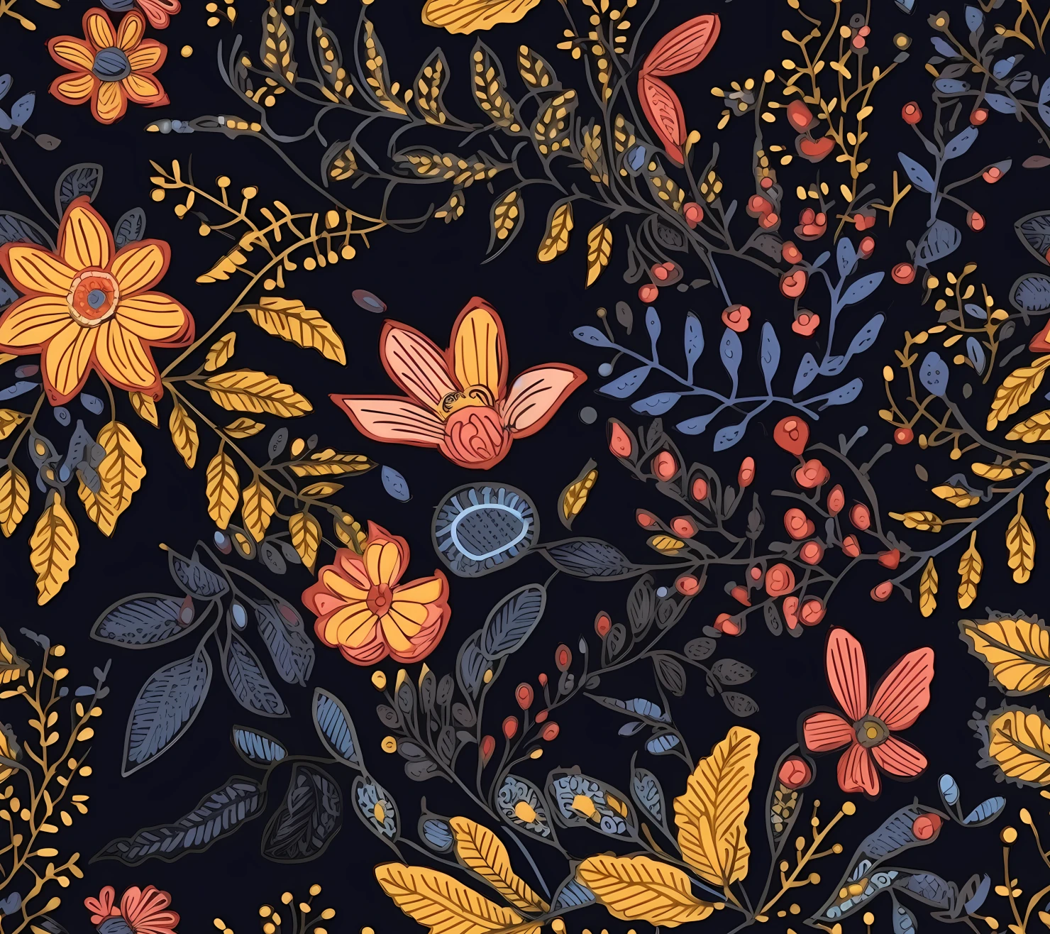 Embroidered mix flowe seamless pattern on a light color background #29731