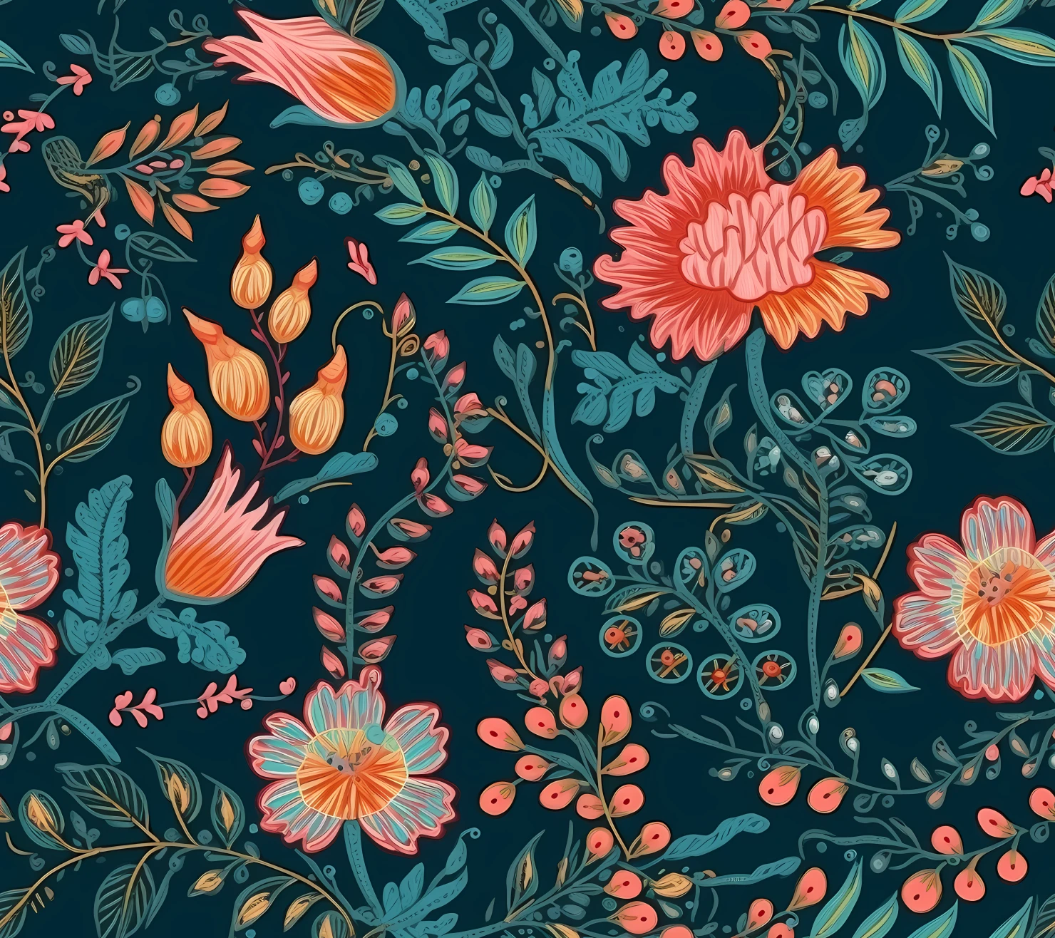 Embroidered mix flowe seamless pattern on a light color background #29736