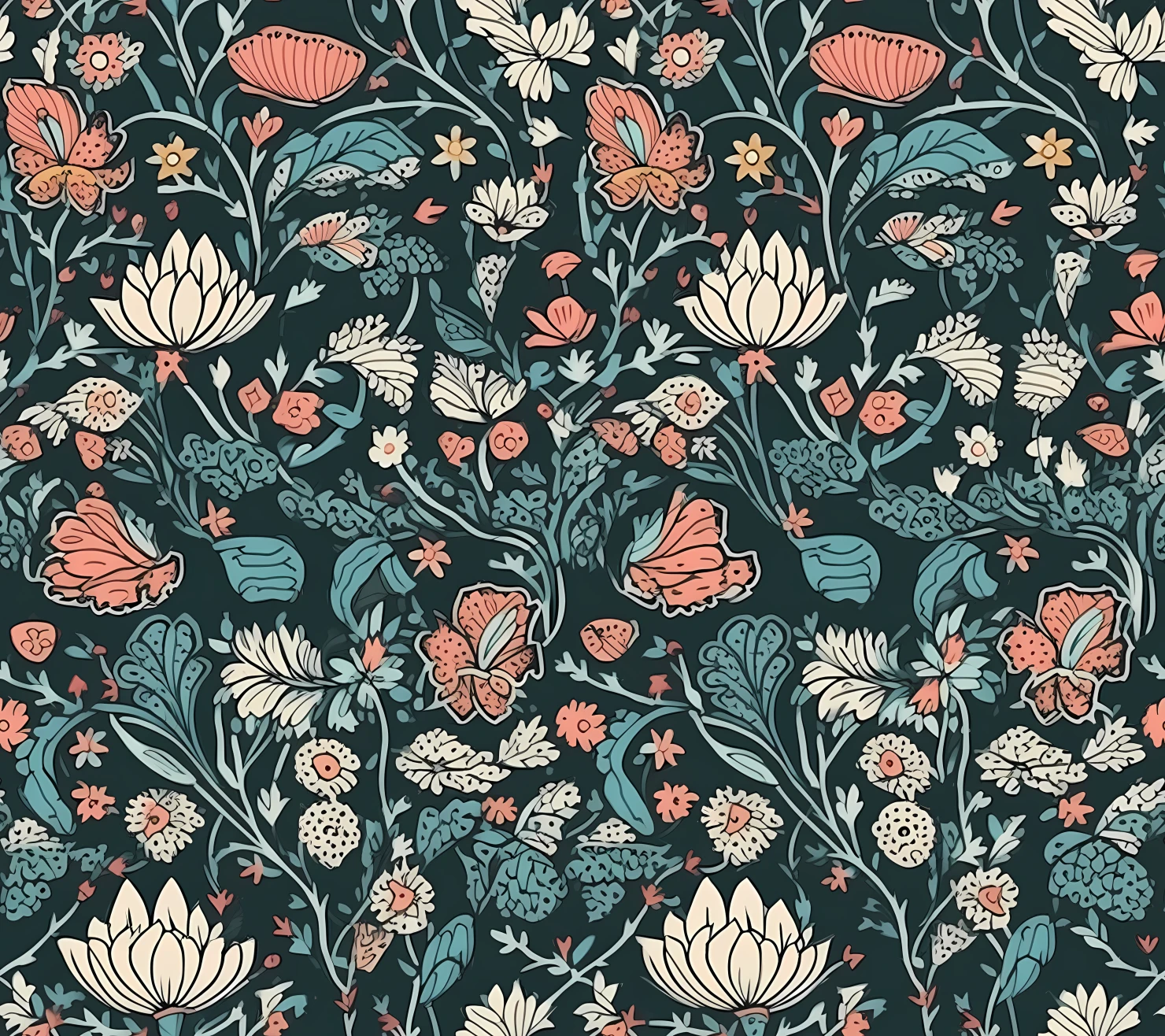 Embroidered mix flowe seamless pattern on a light color background #29740