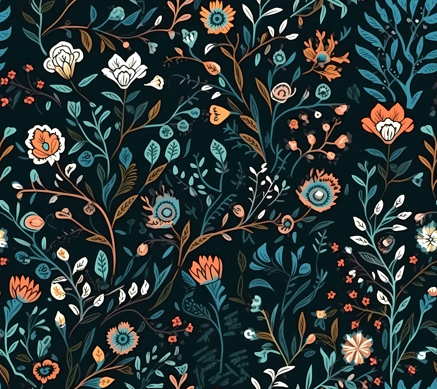 Embroidered mix flowe seamless pattern on a light color background #29741