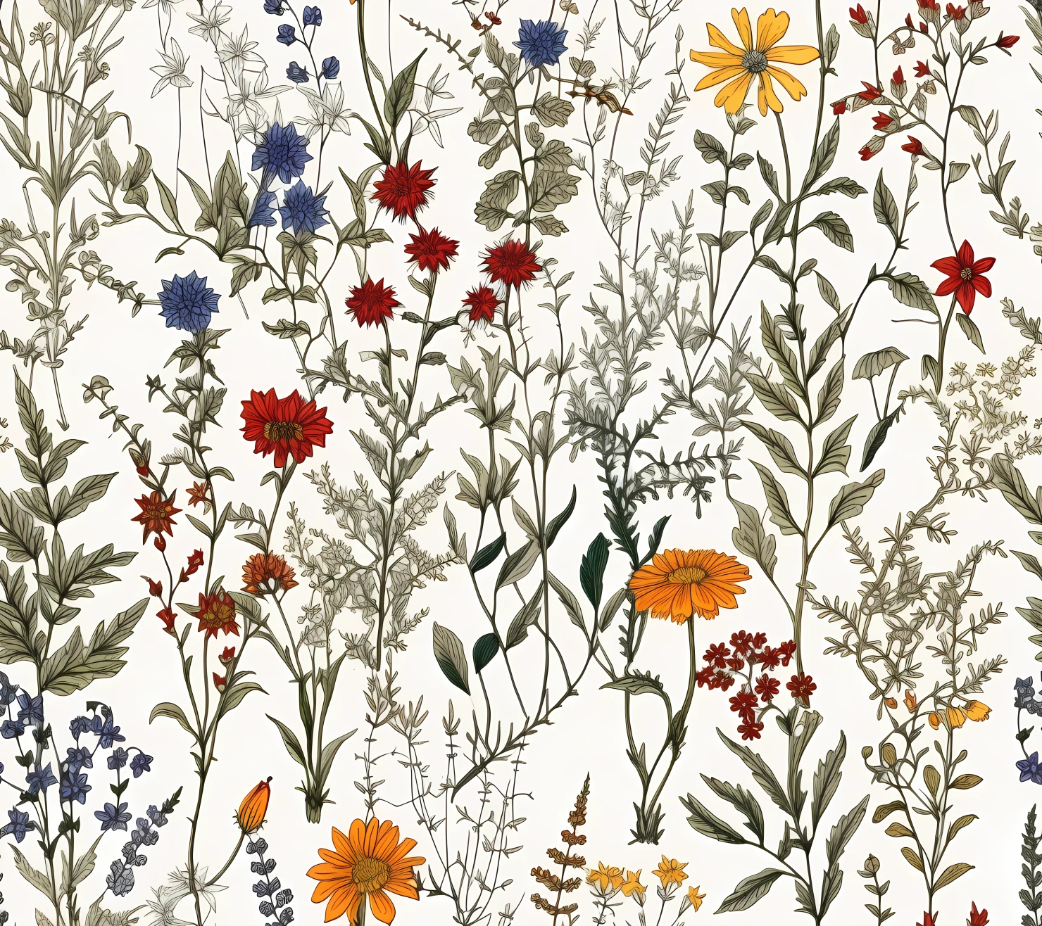 Embroidered mix flowe seamless pattern on a light color background #29742