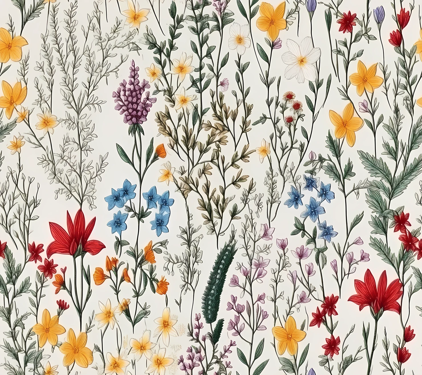 Embroidered mix flowe seamless pattern on a light color background #29744