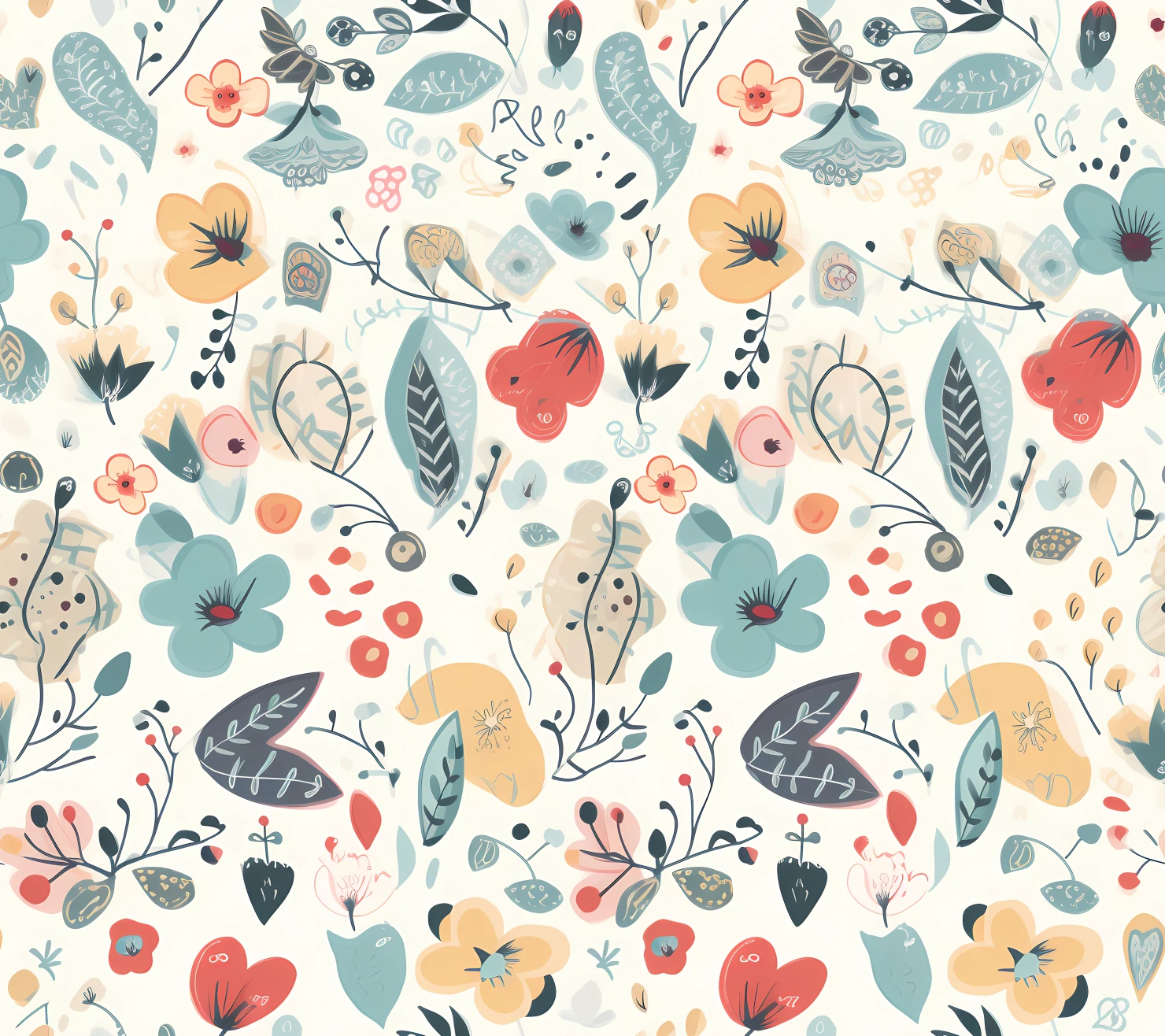 Flowers and heart seamless pattern on a light color background #29754