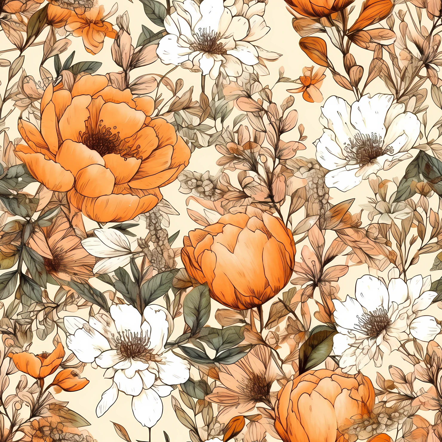 Watercolor flowers seamless pattern on a light color background #29758