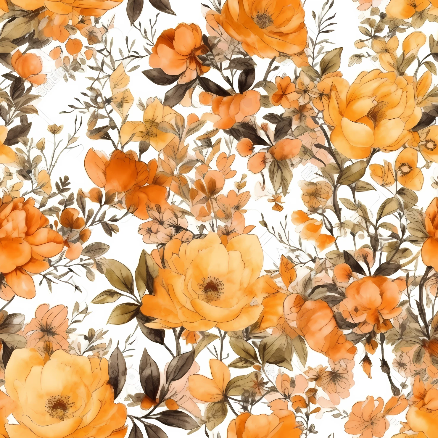 Watercolor flowers seamless pattern on a light color background #29759