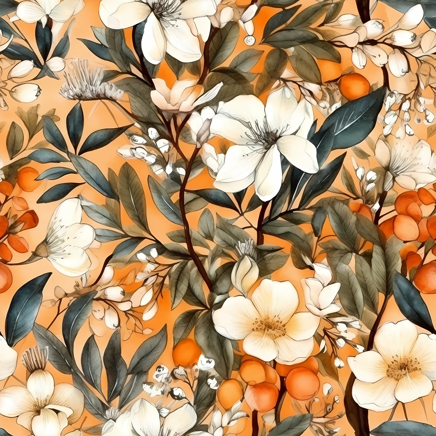 Watercolor flowers seamless pattern on a light color background #29761