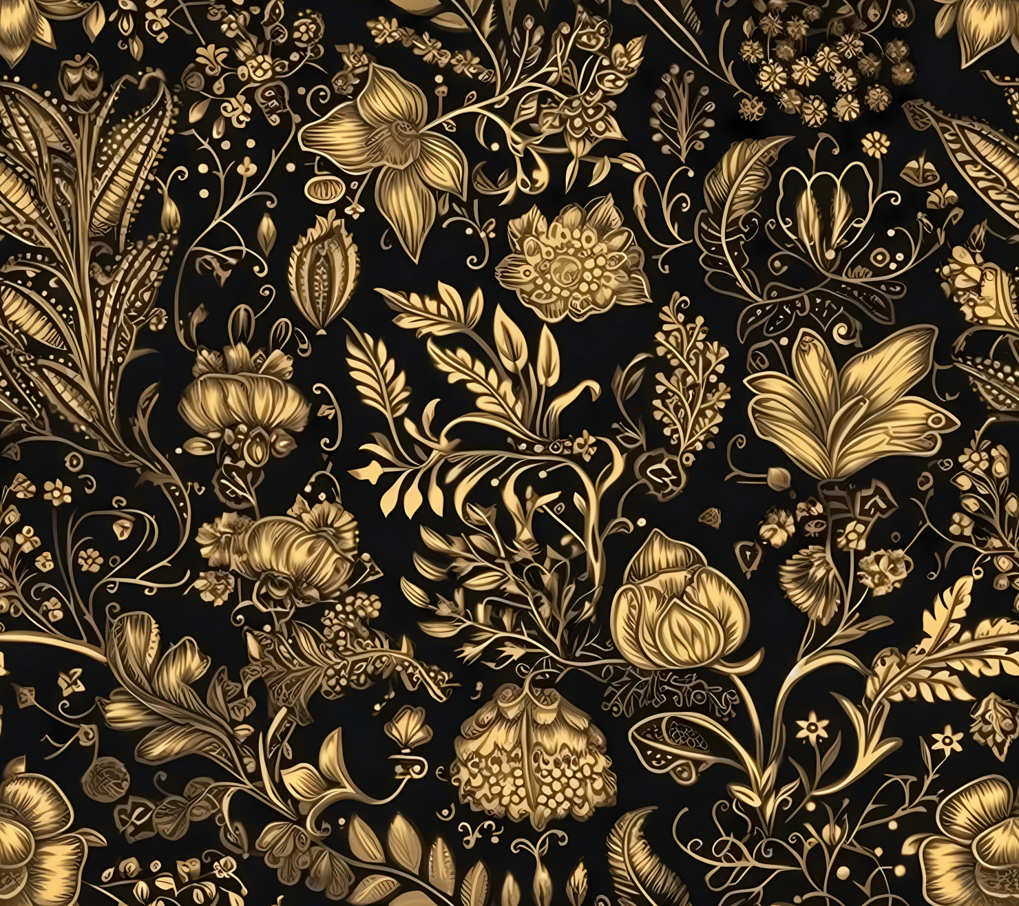 Gold flowers seamless pattern on a light color background #29762