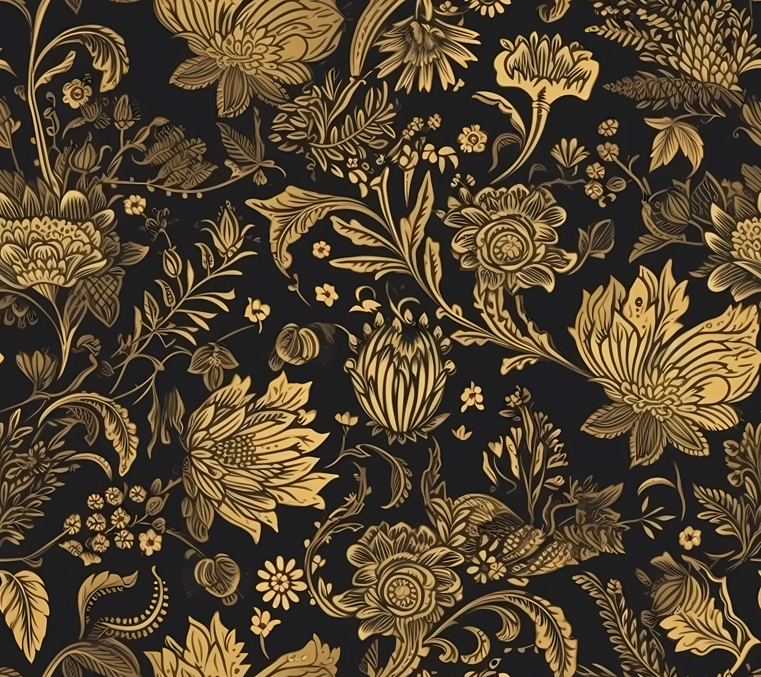 Gold flowers seamless pattern on a light color background #29763