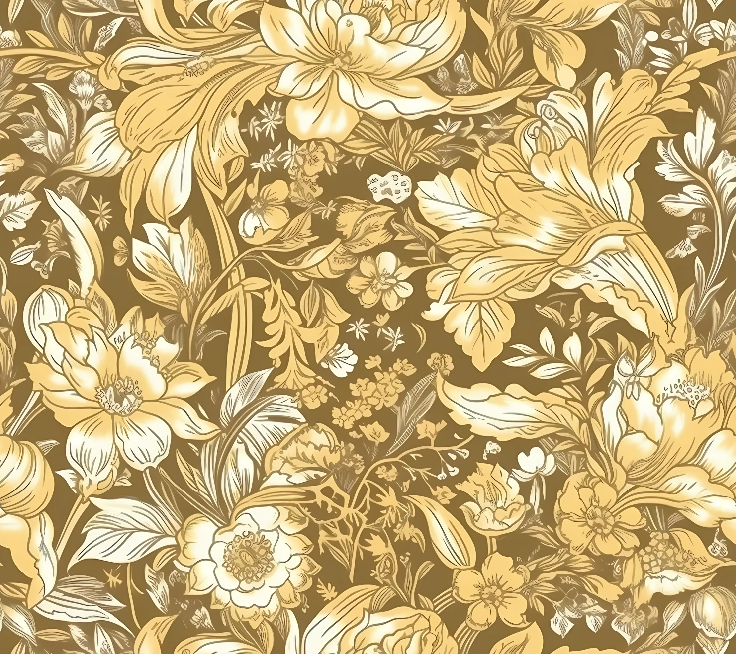 Gold flowers seamless pattern on a light color background #29764