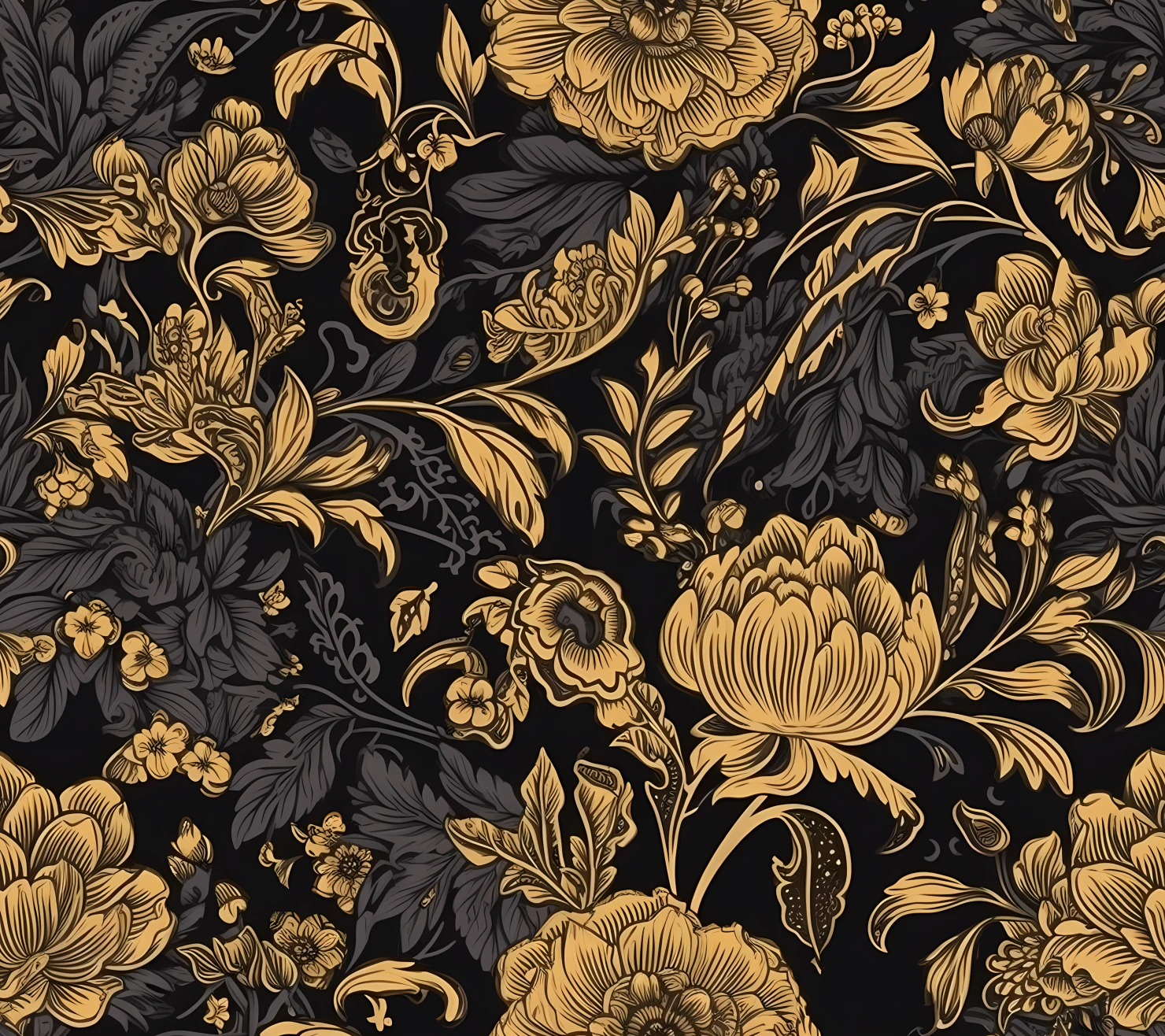Gold flowers seamless pattern on a light color background #29765
