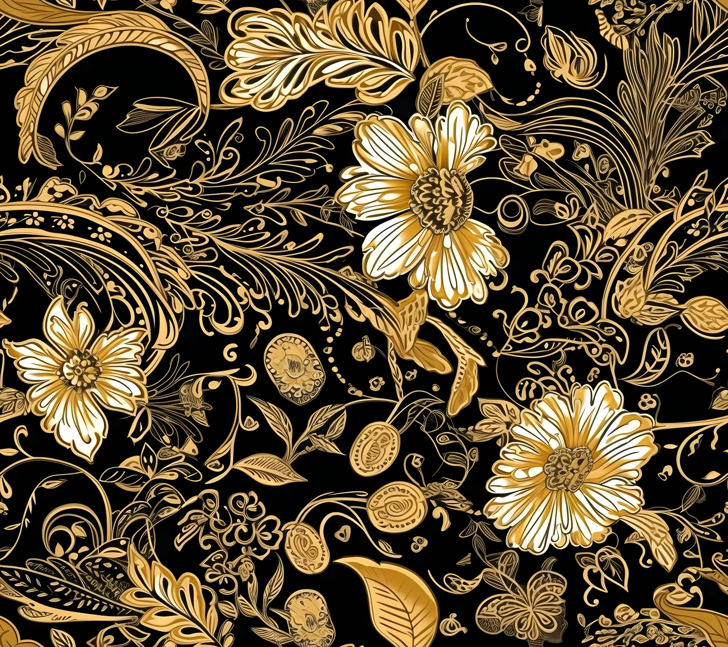 Gold flowers seamless pattern on a light color background #29767