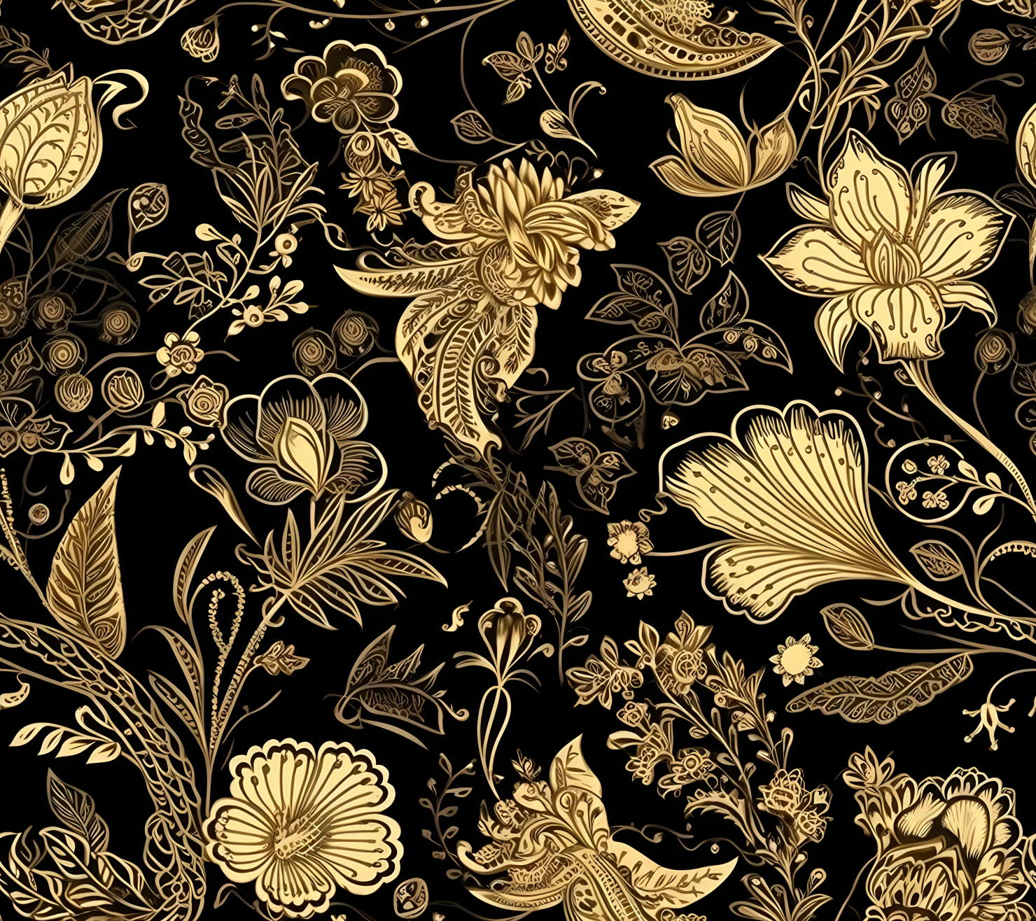 Gold flowers seamless pattern on a light color background #29769