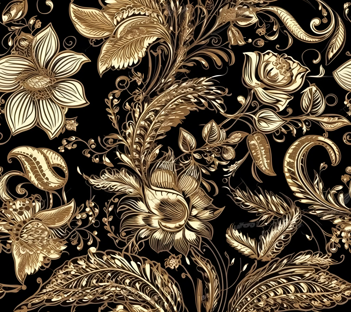 Gold flowers seamless pattern on a light color background #29770