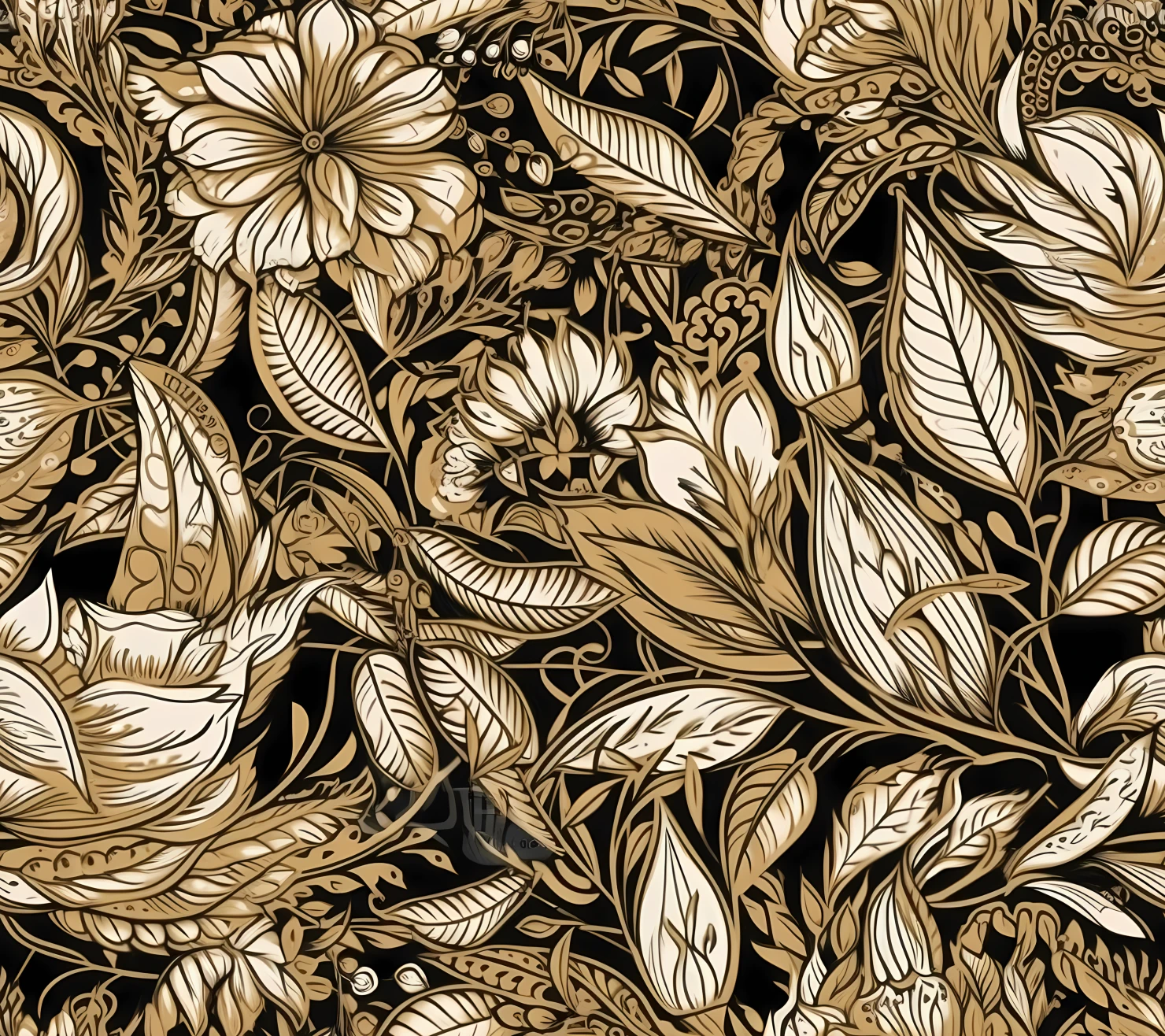 Gold flowers seamless pattern on a light color background #29773