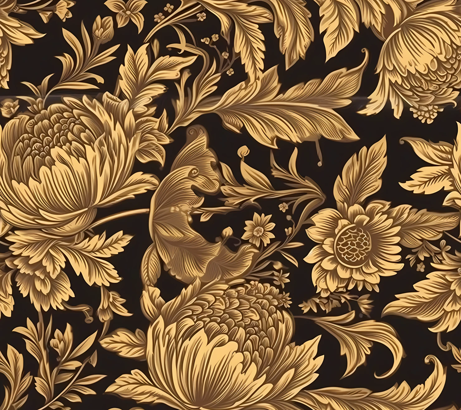 Gold flowers seamless pattern on a light color background #29774