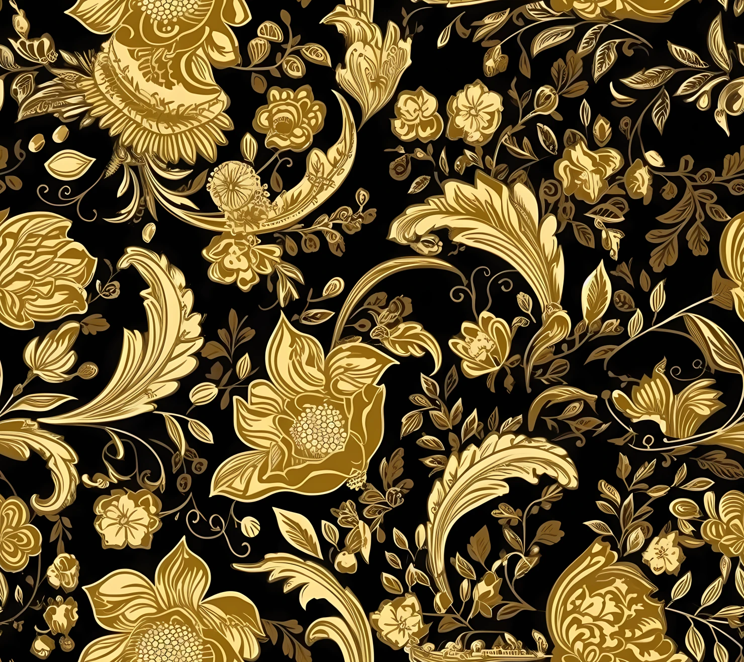 Gold flowers seamless pattern on a light color background #29778