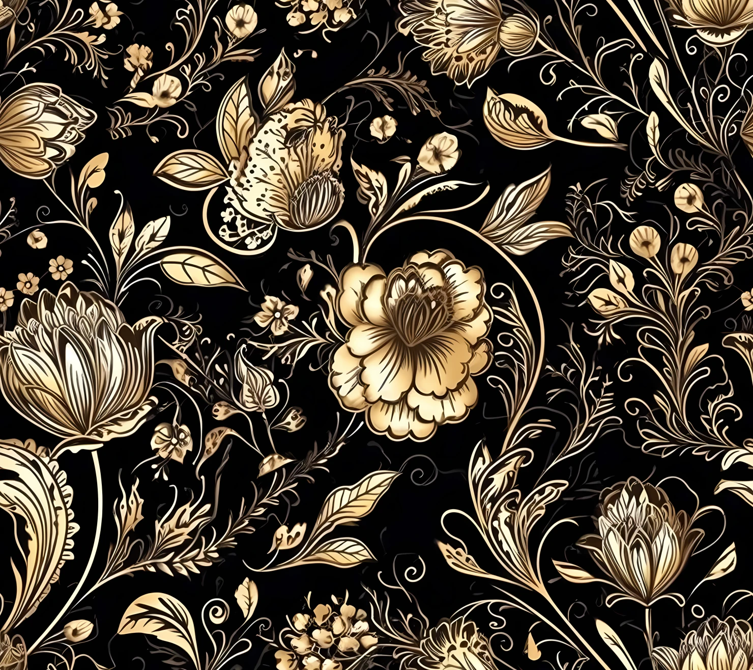 Gold flowers seamless pattern on a light color background #29781