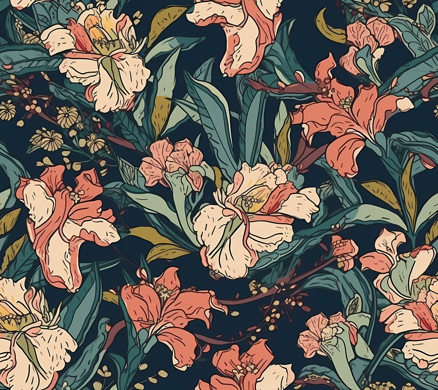 Lily floral seamless pattern on a light color background #29798