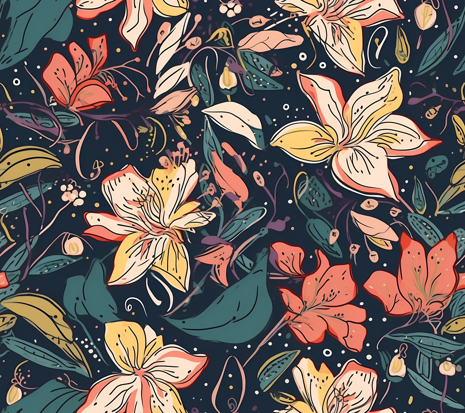 Lily floral seamless pattern on a light color background #29810