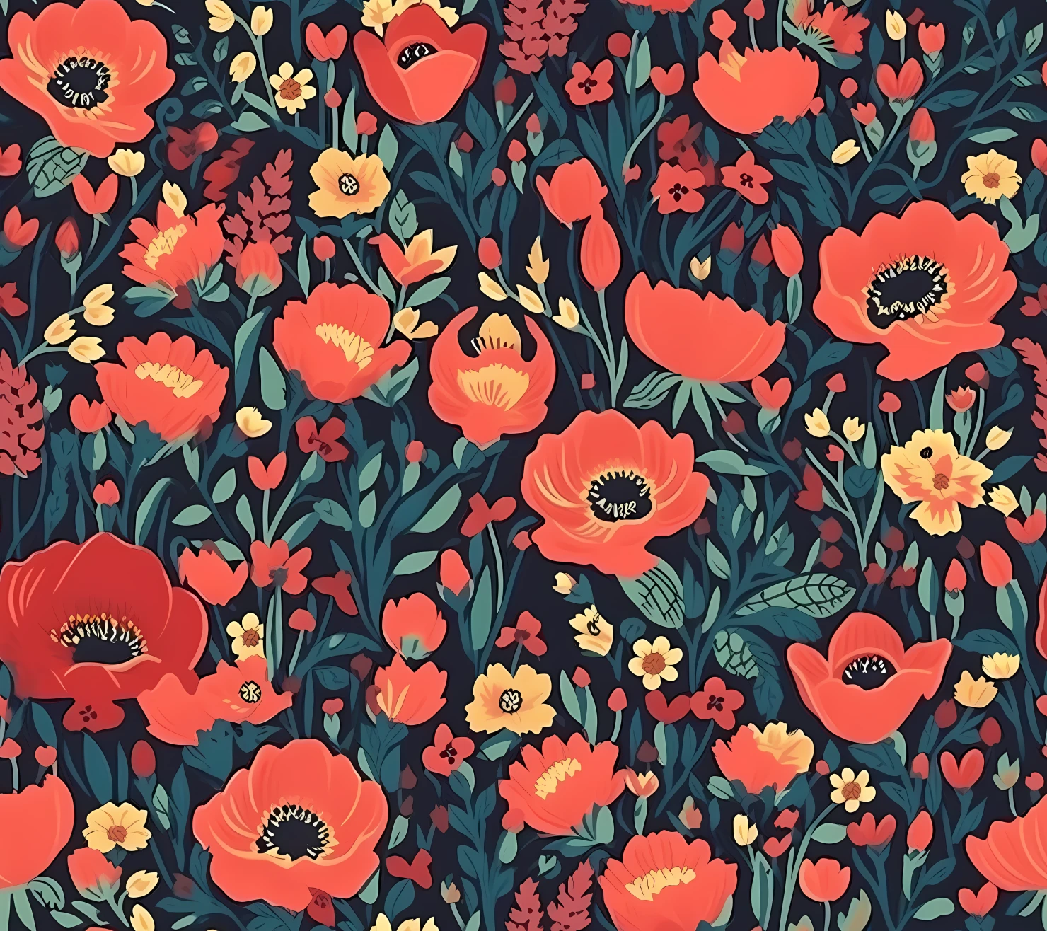 Red poppies seamless pattern on a light color background #29820