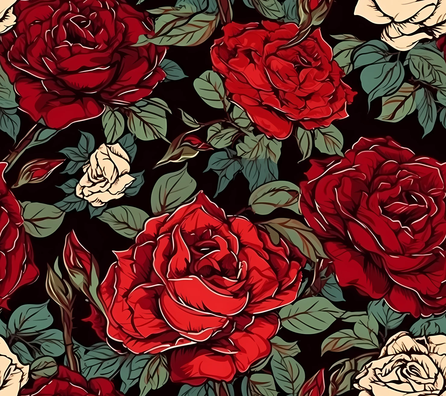 Red rose seamless pattern on a light color background #29826