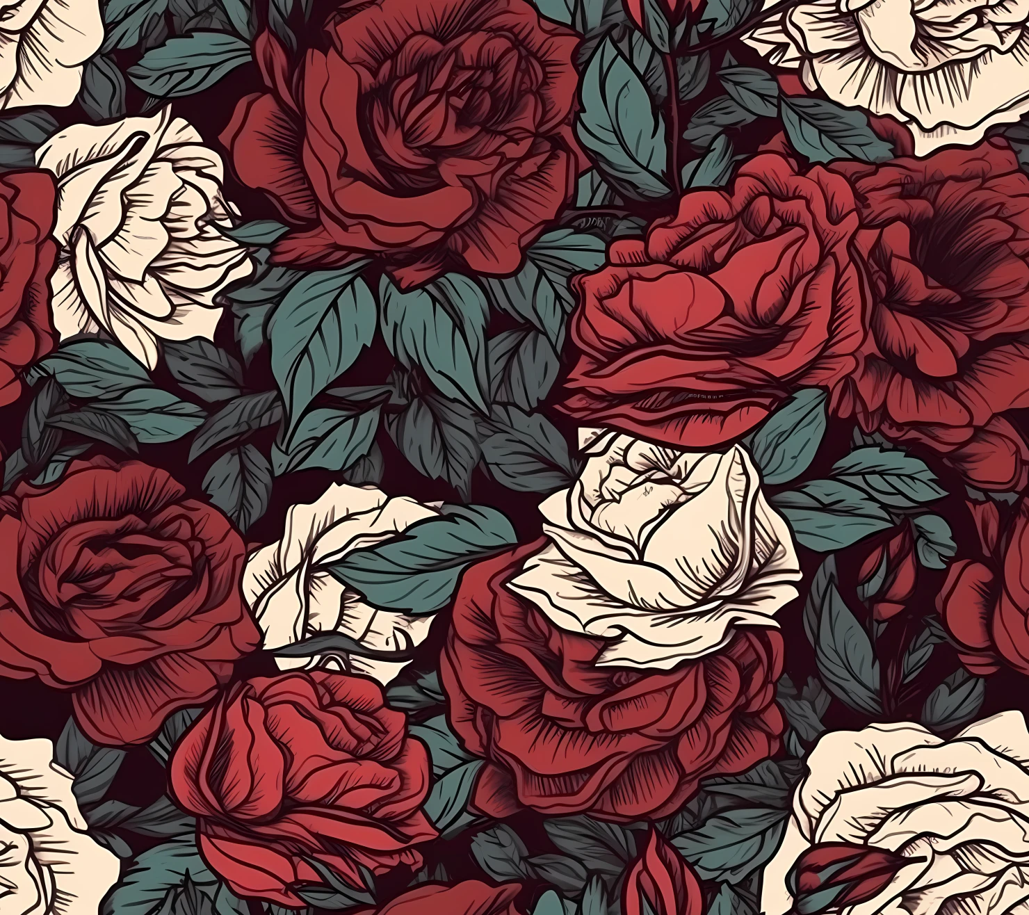 Red rose seamless pattern on a light color background #29830
