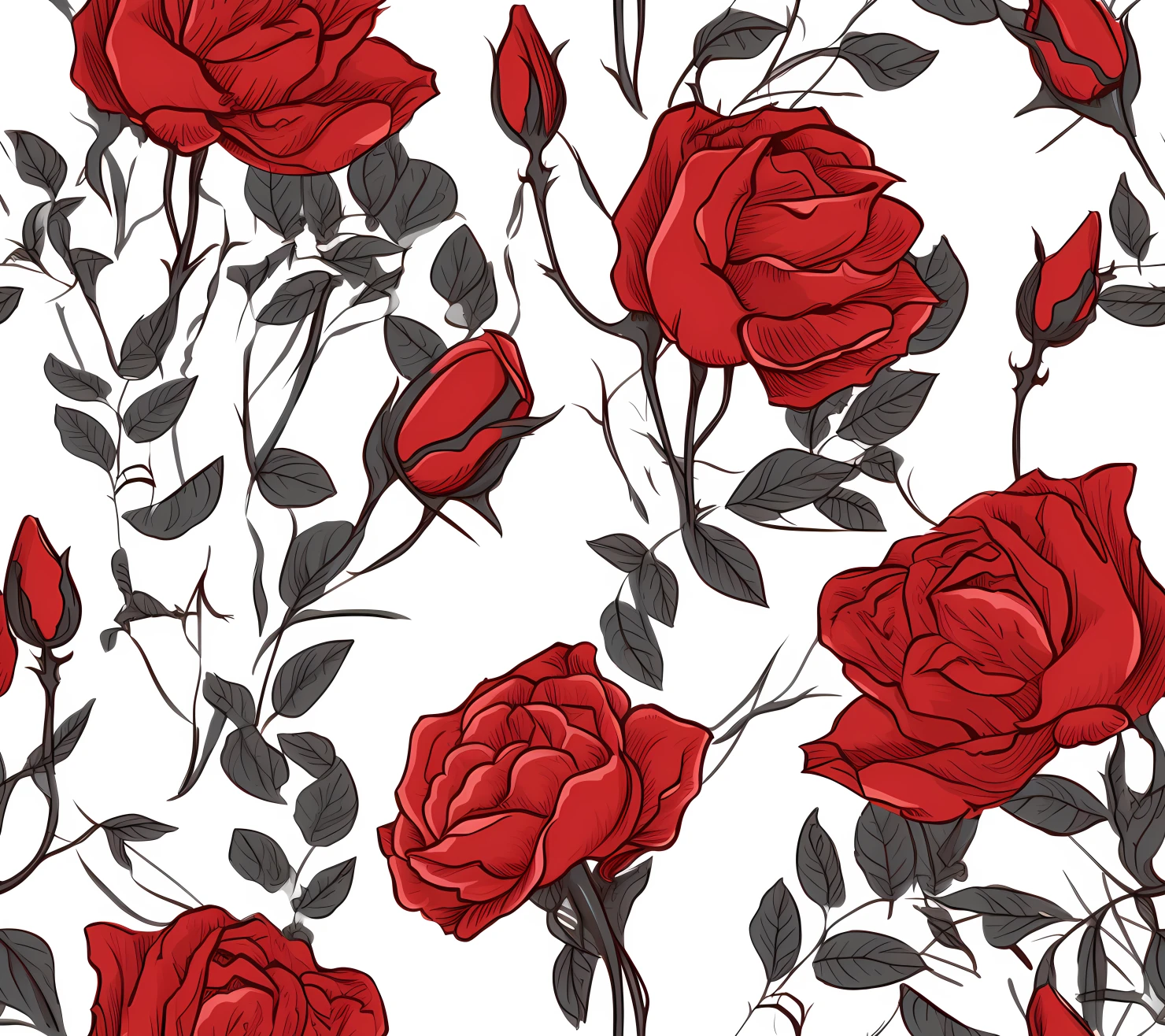 Red rose seamless pattern on a light color background #29831