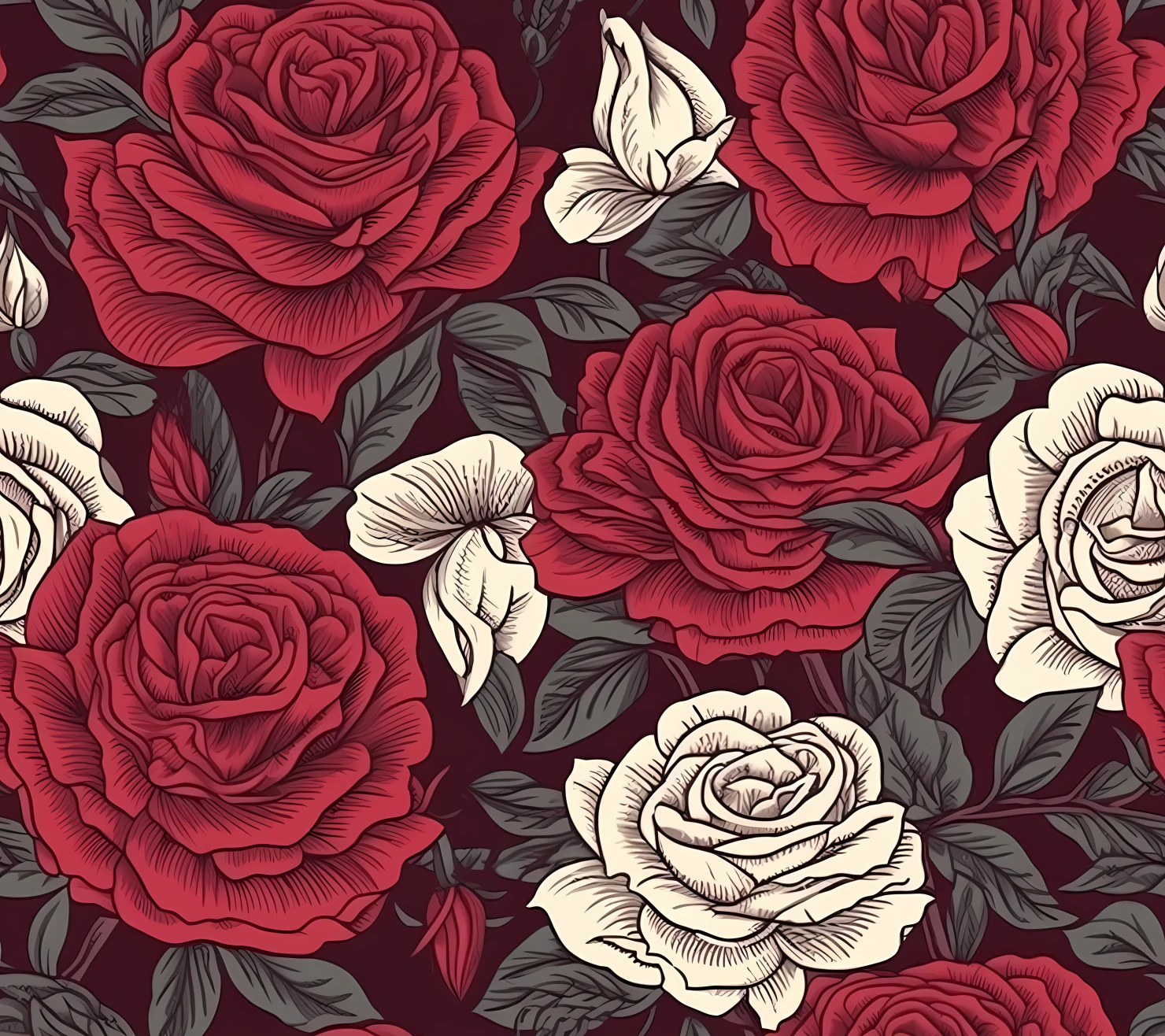 Red rose seamless pattern on a light color background #29834