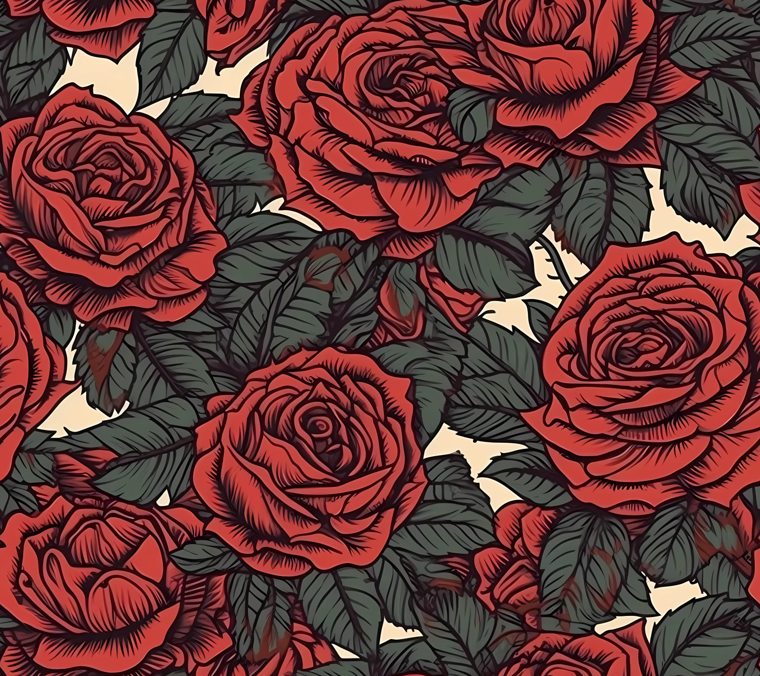 Red rose seamless pattern on a light color background #29839