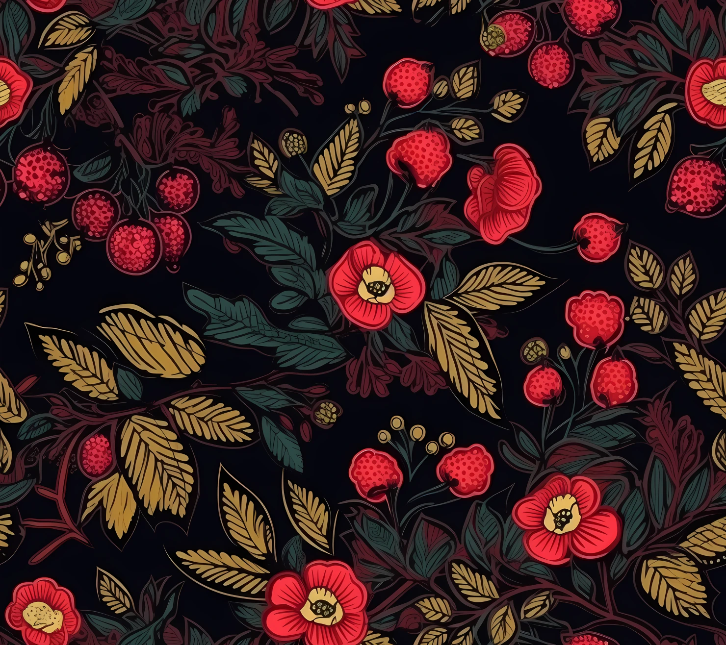 Raseberry embroidery seamless pattern on a light color background #29843