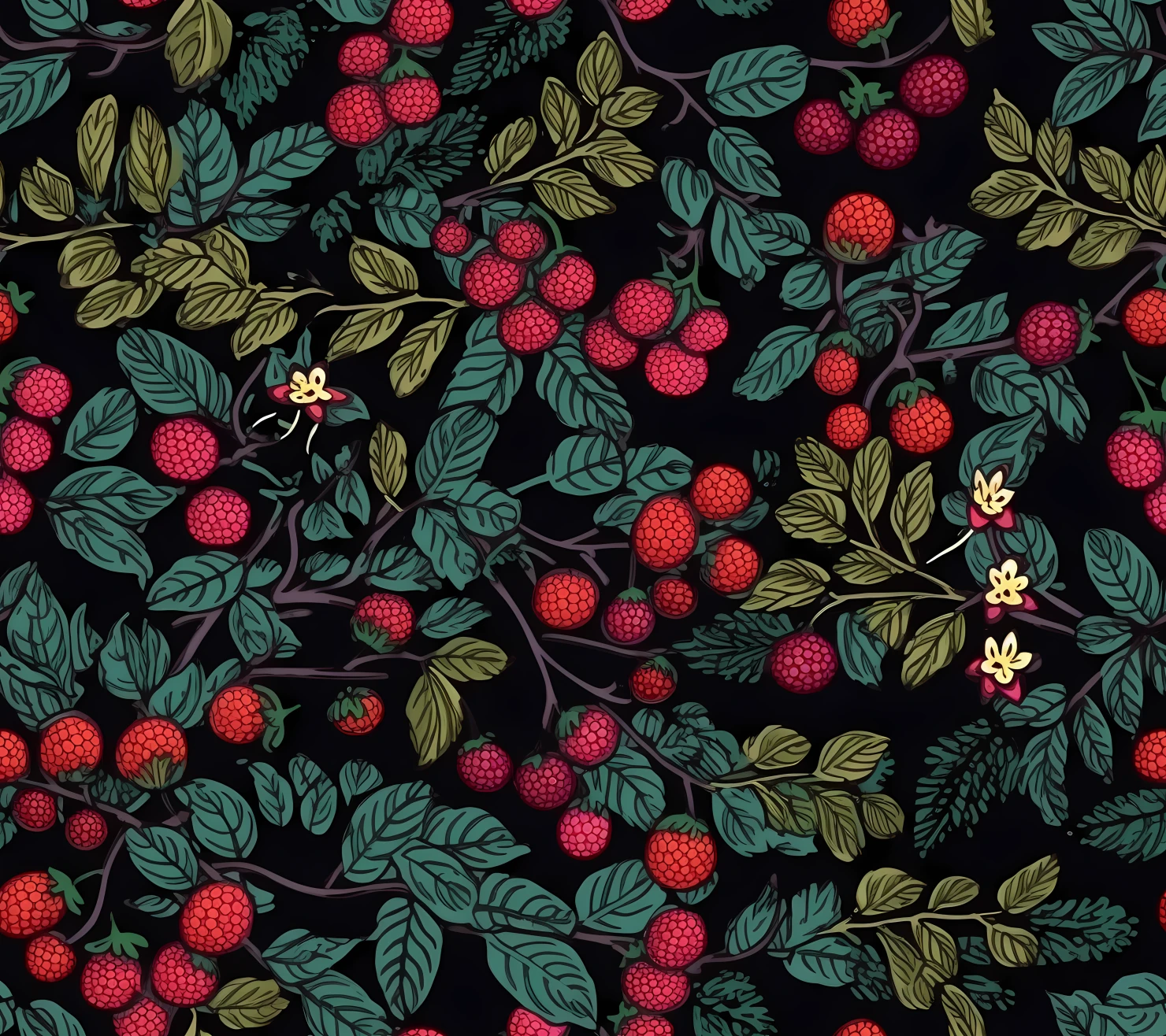 Raseberry embroidery seamless pattern on a light color background #29845