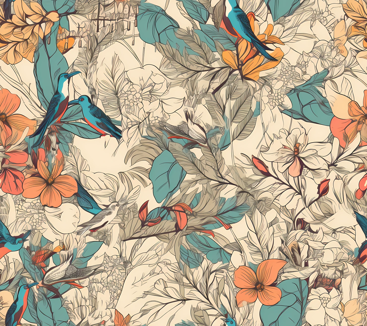 Tropical Canopy seamless pattern on a light color background #29897