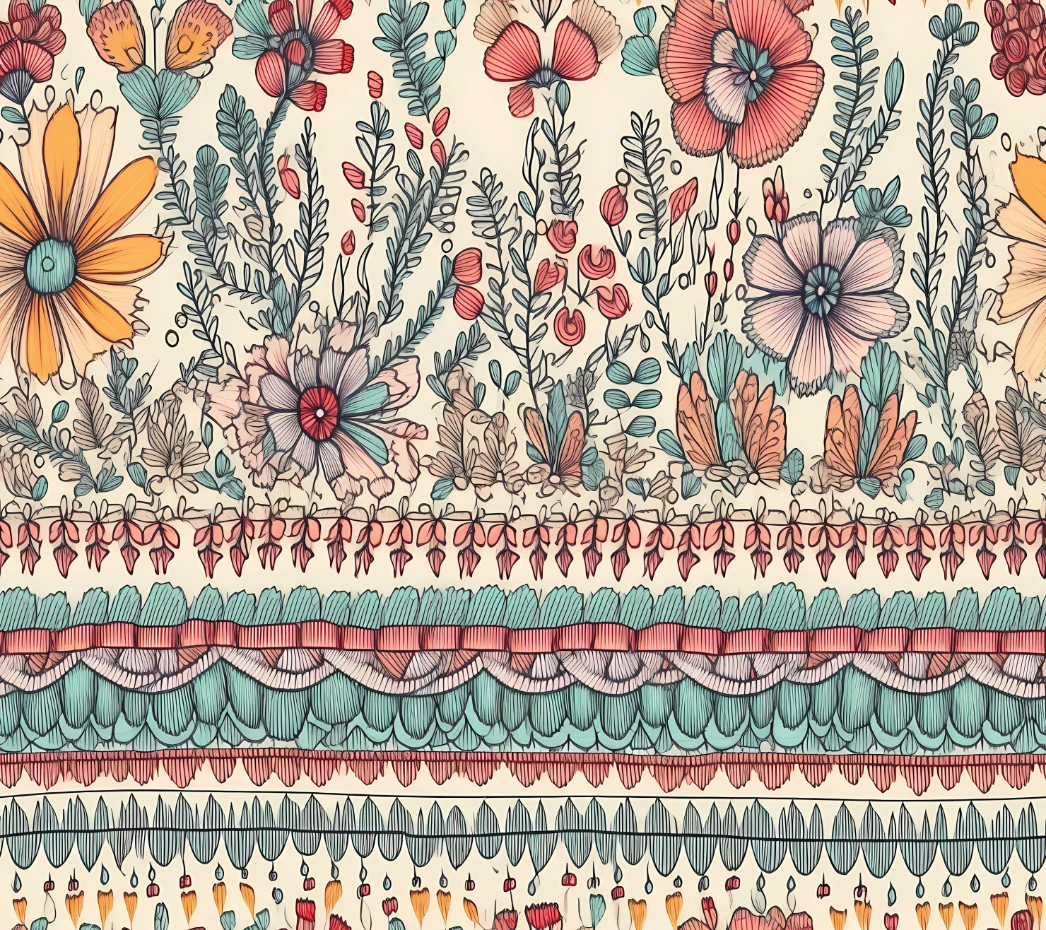 Embroidery boho seamless pattern on a light color background #29903