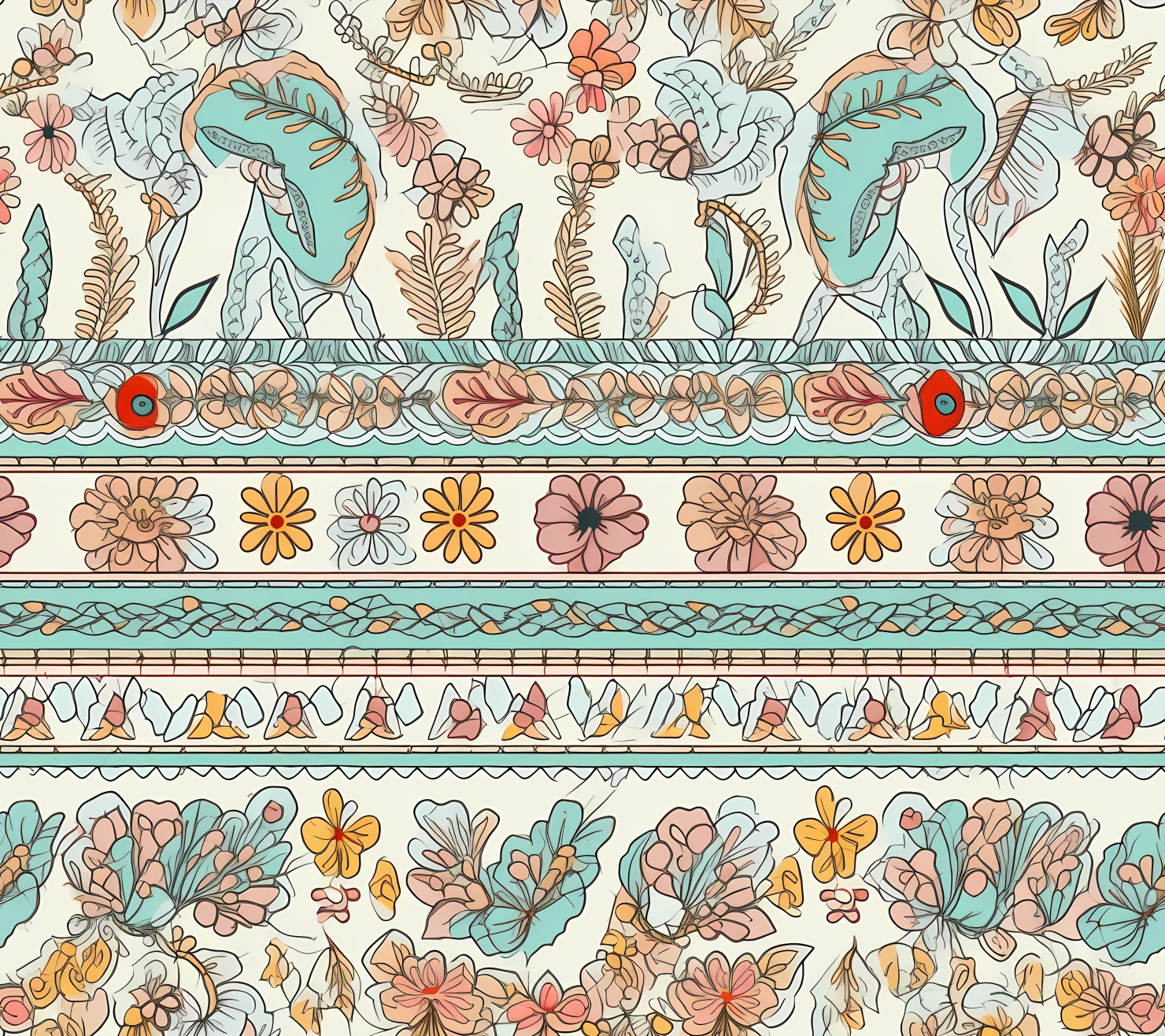 Embroidery boho seamless pattern on a light color background #29904