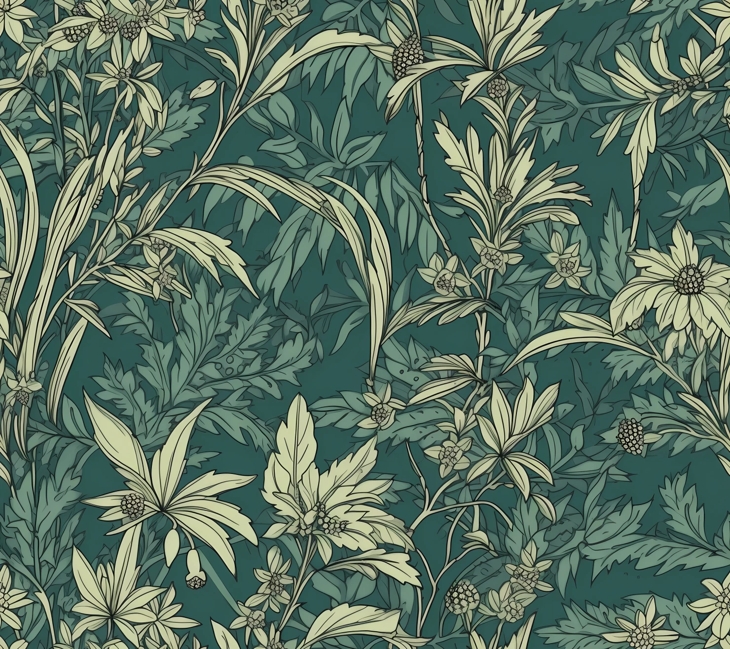 Hemp plants seamless pattern on a light color background #29935