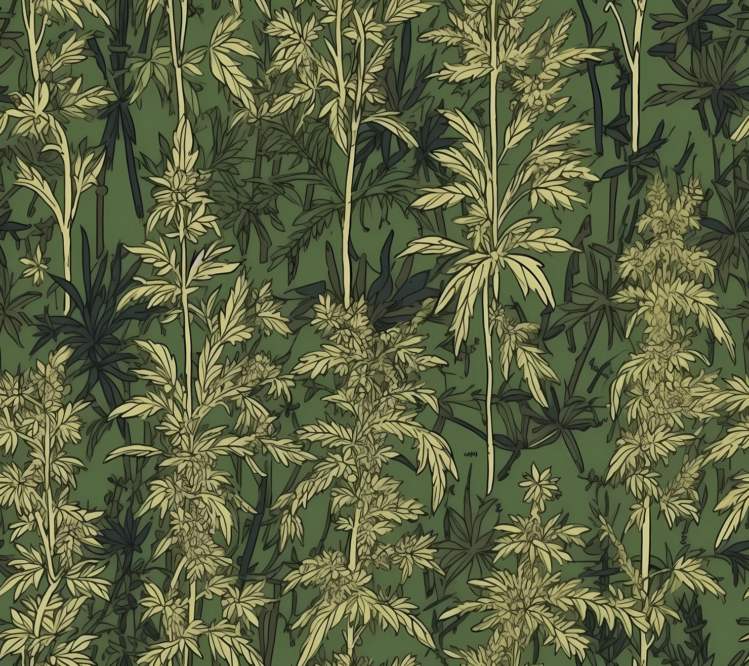 Hemp plants seamless pattern on a light color background #29938