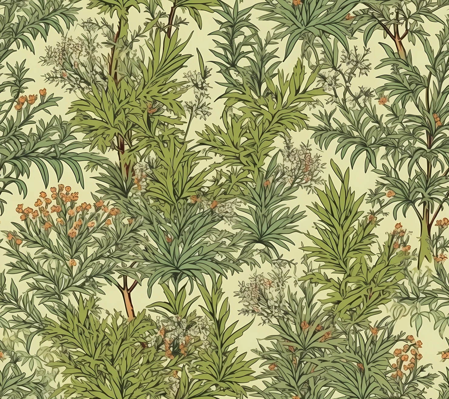 Hemp plants seamless pattern on a light color background #29941