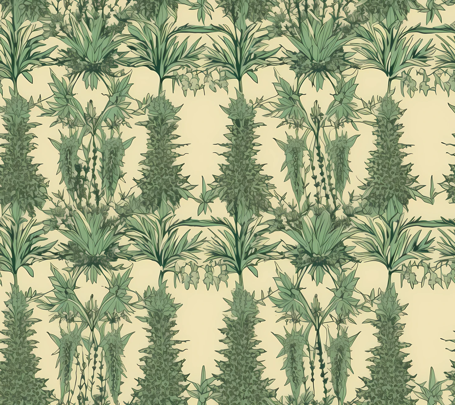 Hemp plants seamless pattern on a light color background #29942