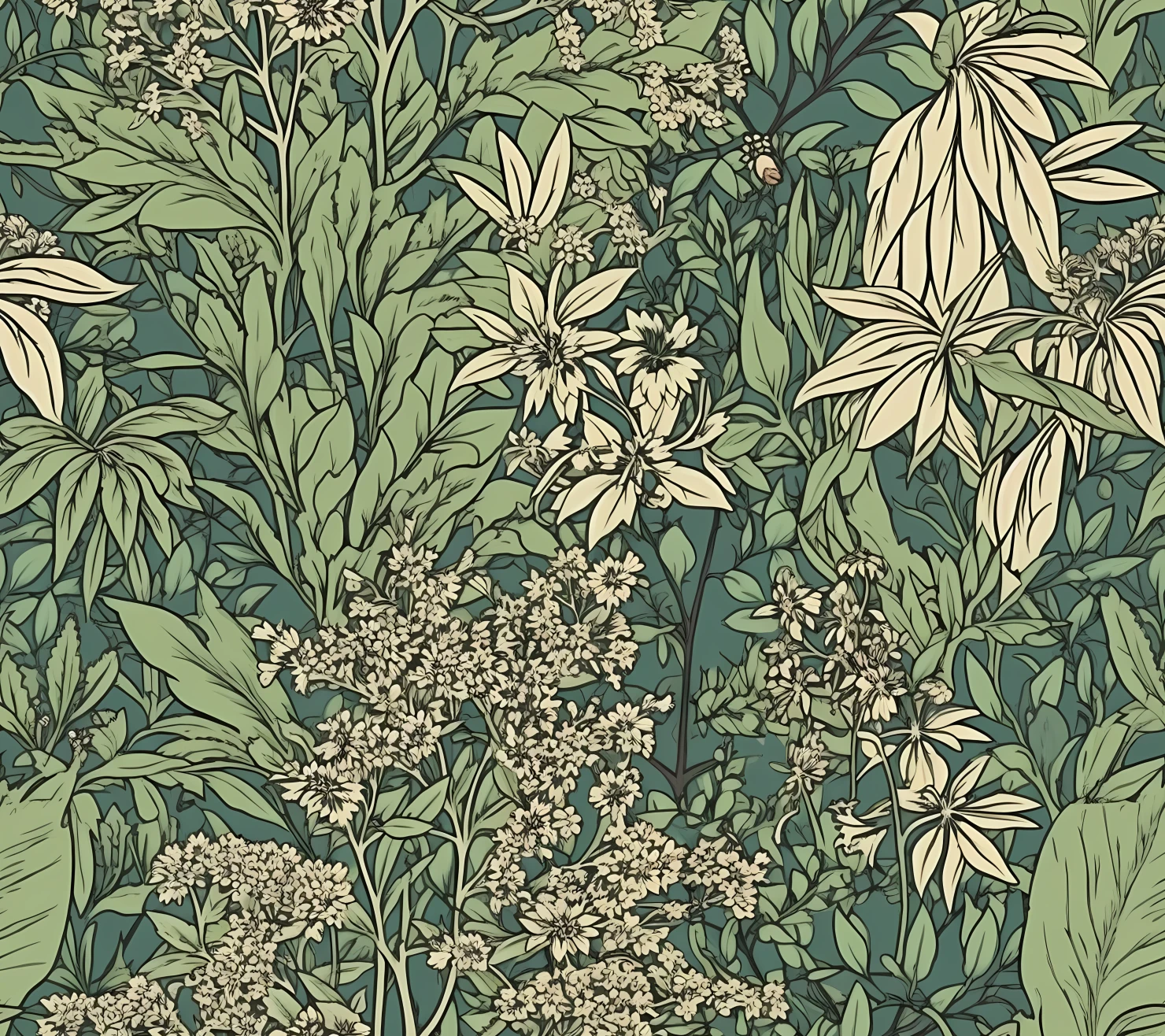 Hemp plants seamless pattern on a light color background #29943